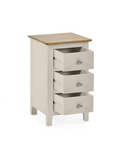 Somerset Truffle Grey and Oak Compact 3 Drawer Bedside Table – Oak and Truffle