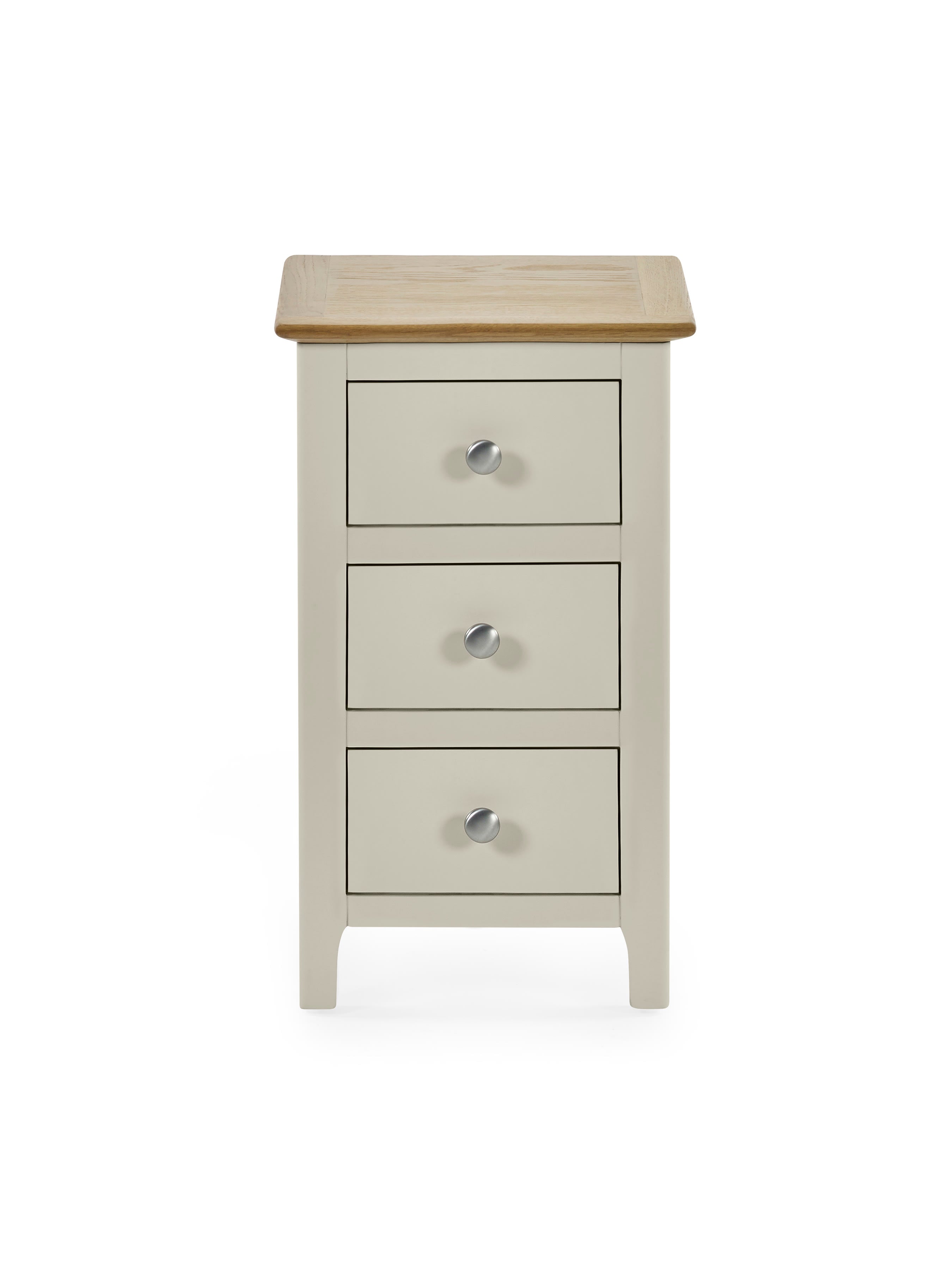 Somerset Truffle Grey and Oak Compact 3 Drawer Bedside Table – Oak and Truffle