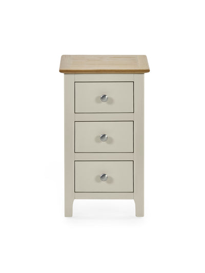 Somerset Truffle Grey and Oak Compact 3 Drawer Bedside Table – Oak and Truffle