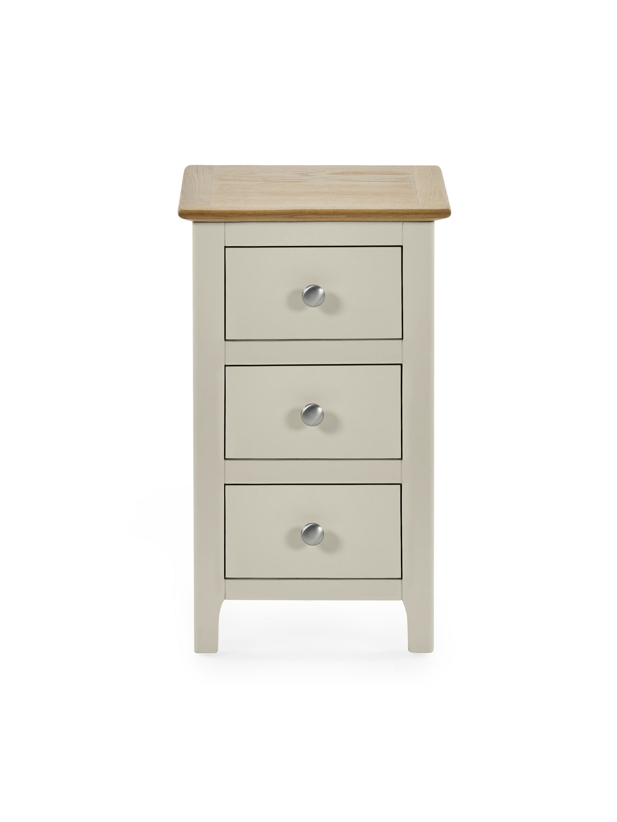 Somerset Truffle Grey and Oak Compact 3 Drawer Bedside Table – Oak and Truffle