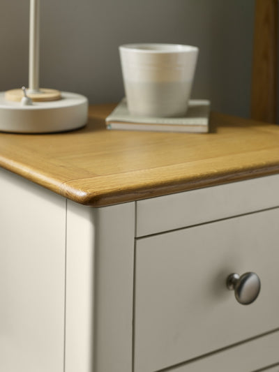 Somerset Truffle Grey and Oak Compact 3 Drawer Bedside Table – Oak and Truffle
