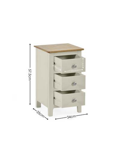 Somerset Truffle Grey and Oak Compact 3 Drawer Bedside Table – Oak and Truffle