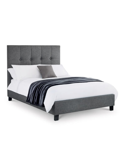 Sorrento High Headboard Fabric Bed - Slate Linen