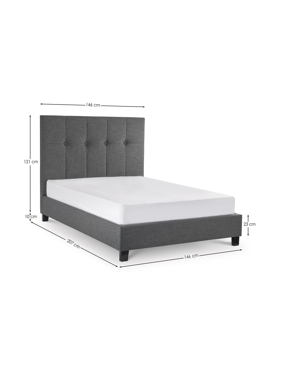 Sorrento High Headboard Fabric Bed - Slate Linen