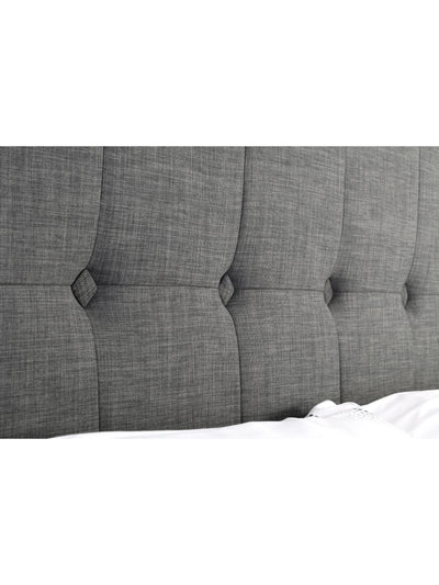 Sorrento High Headboard Fabric Bed - Slate Linen