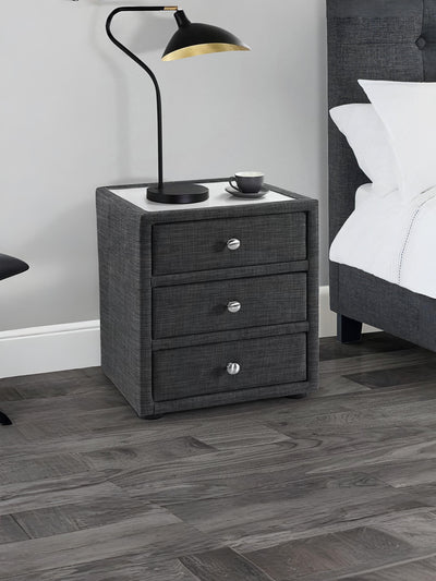 Sorrento 3 Drawer Bedside Slate Linen