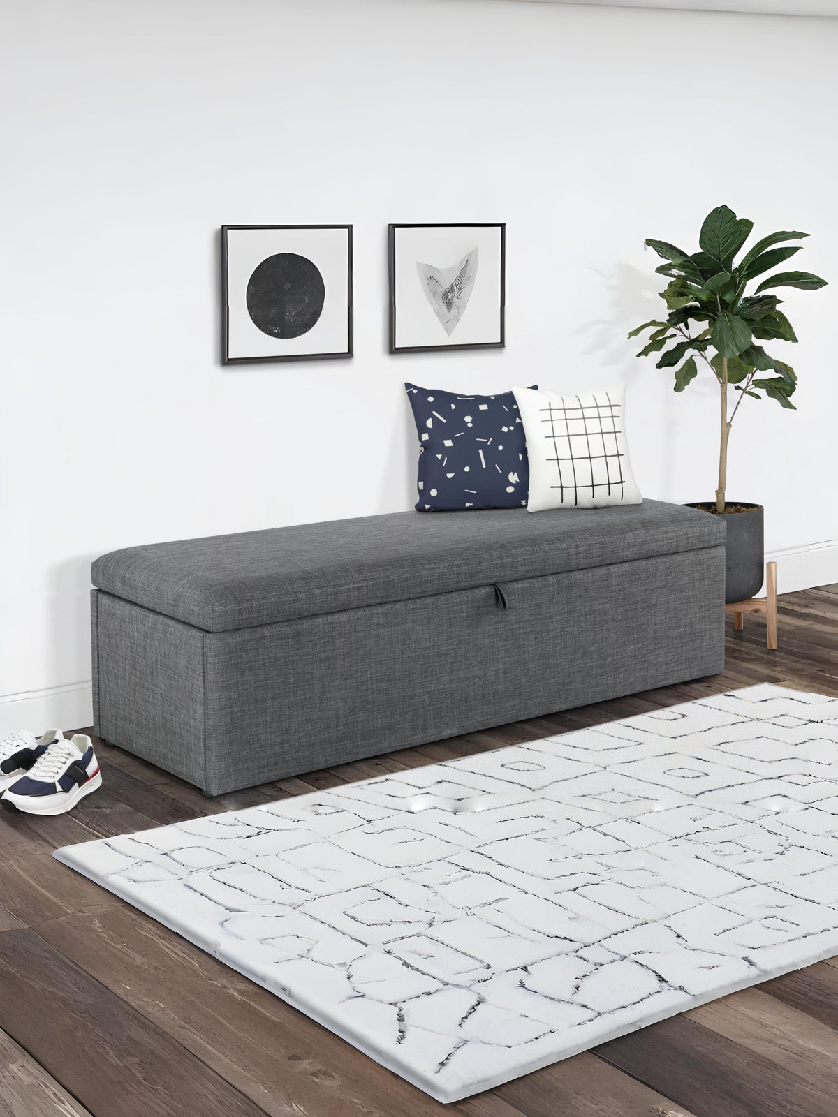Sorrento Blanket Box Slate Linen - Slate Grey