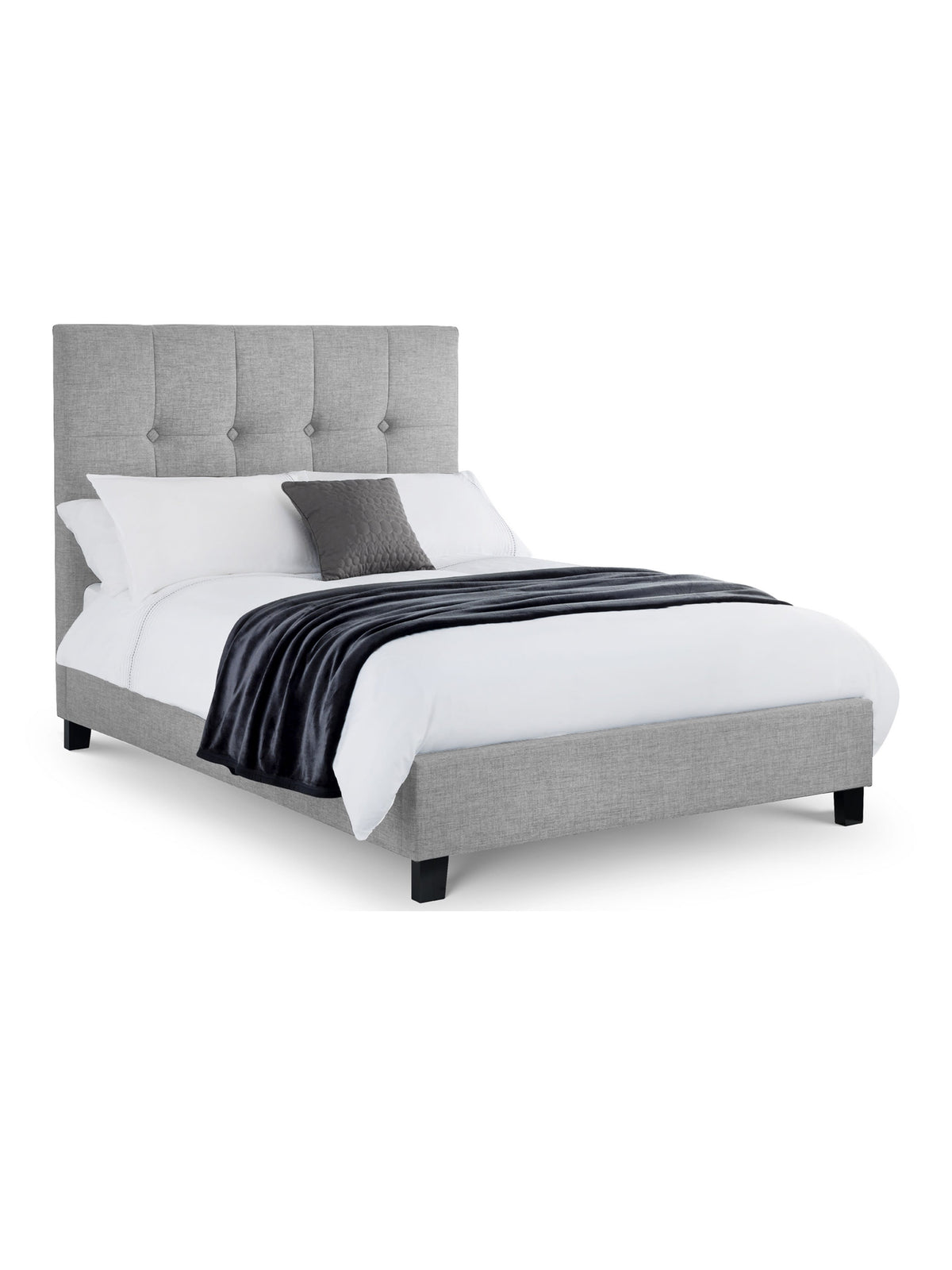 Sorrento High Headboard Fabric Bed - Slate Linen