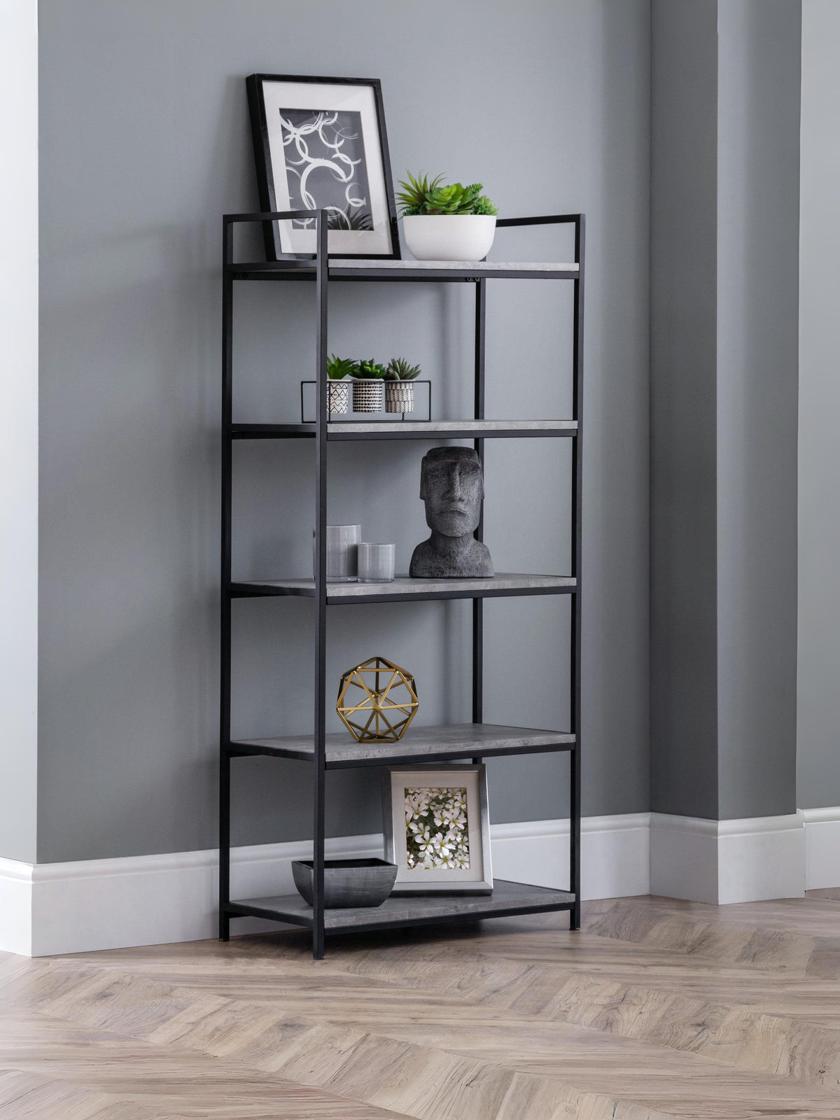 Staten Tall Concrete Bookcase