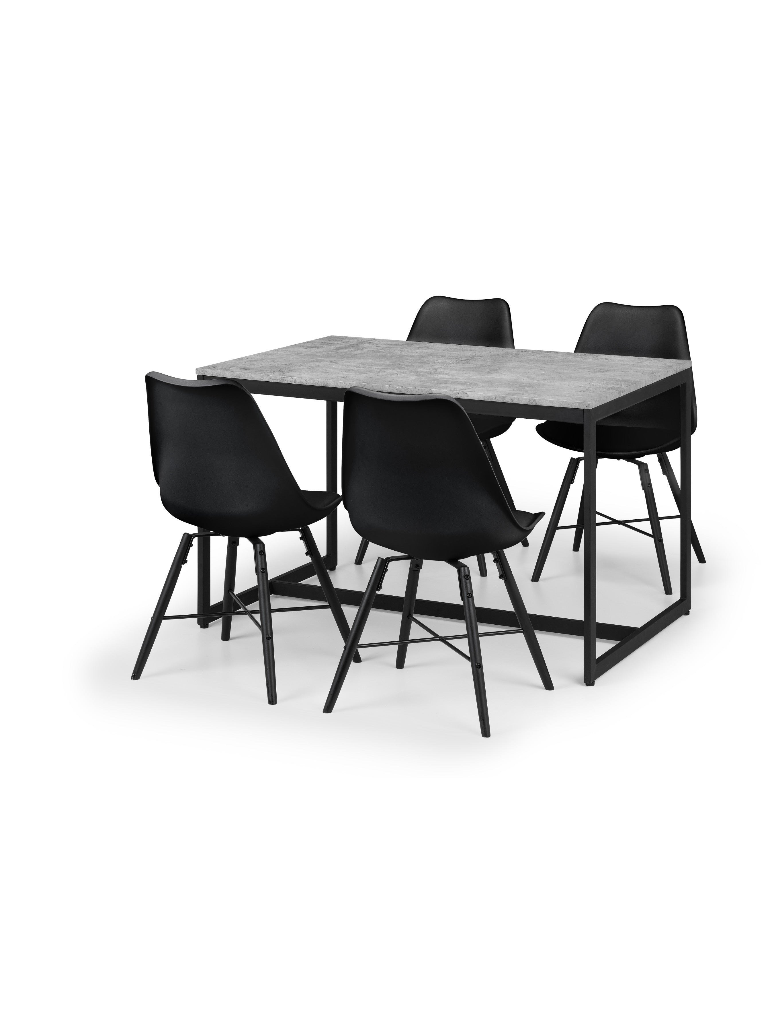 Staten Table and 4 Black Kari Chairs – Concrete/Black
