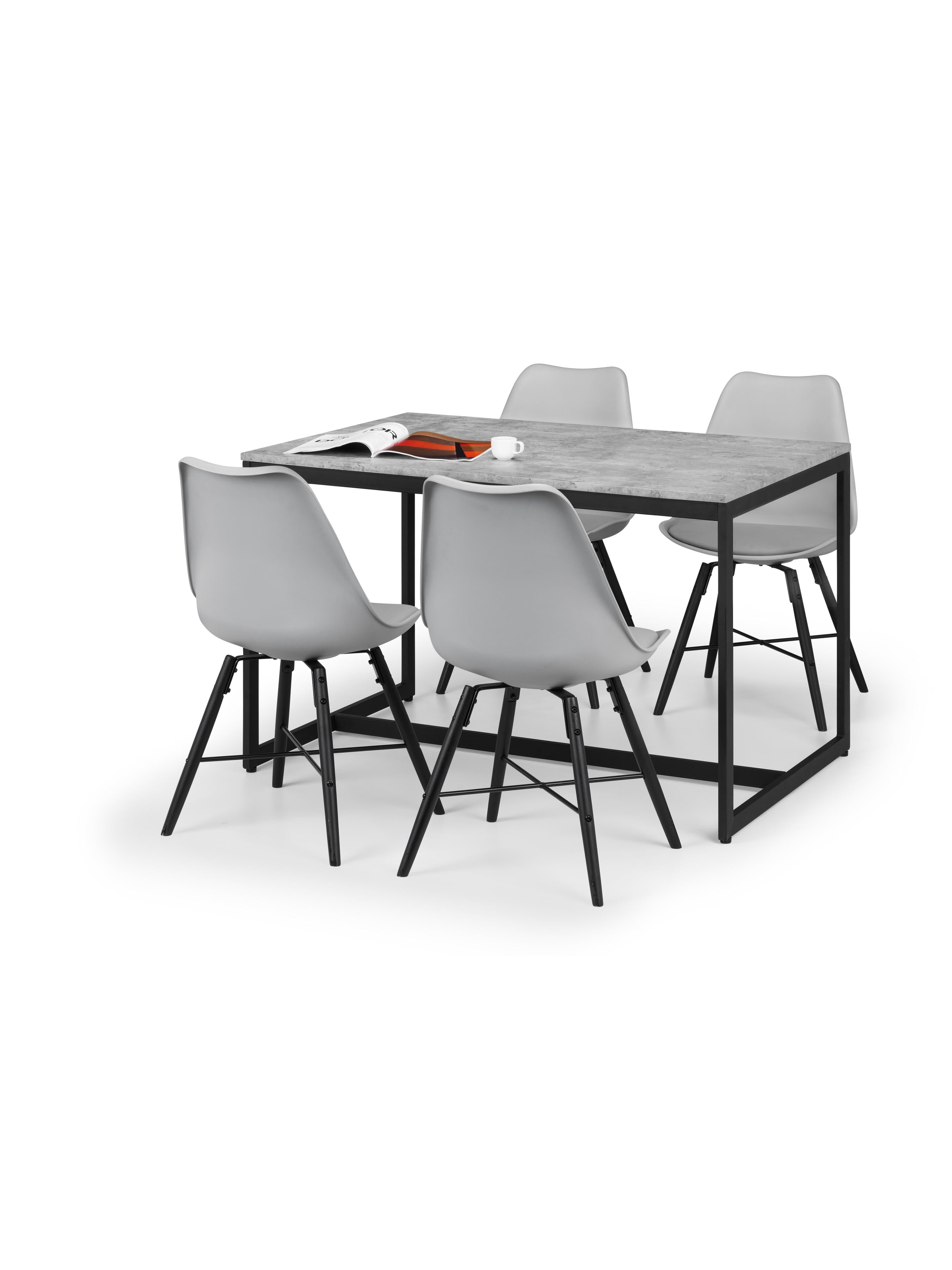 Staten Table and 4 Grey Kari Chairs – Concrete/Black