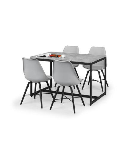 Staten Table and 4 Grey Kari Chairs – Concrete/Black