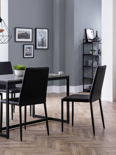 Staten Table and 4 Black Jazz Chairs – Concrete/Black
