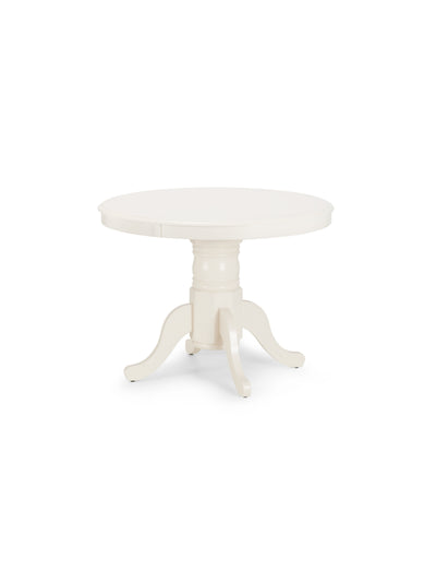 Stanmore Ivory Round 100 to 138cm Extending Dining Table Set with 4 Dining Chairs