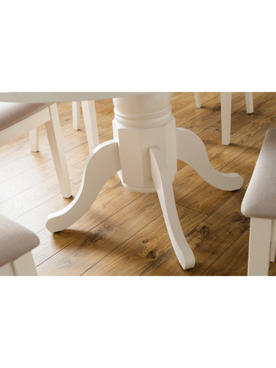 Stanmore Ivory Round 100 to 138cm Extending Dining Table Set with 4 Dining Chairs