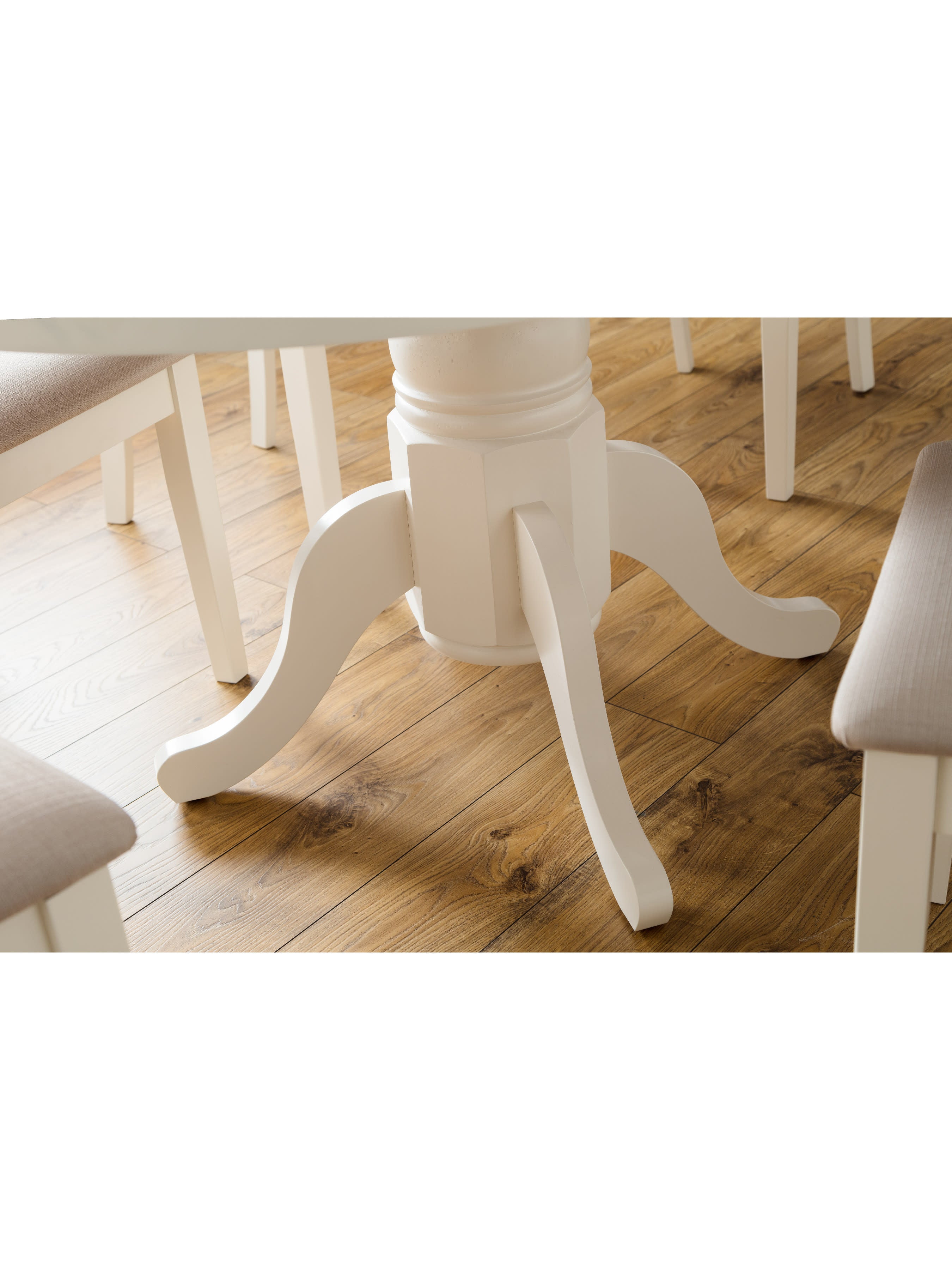 Stanmore Ivory Round 100 to 138cm Extending Dining Table Set with 6 Dining Chairs