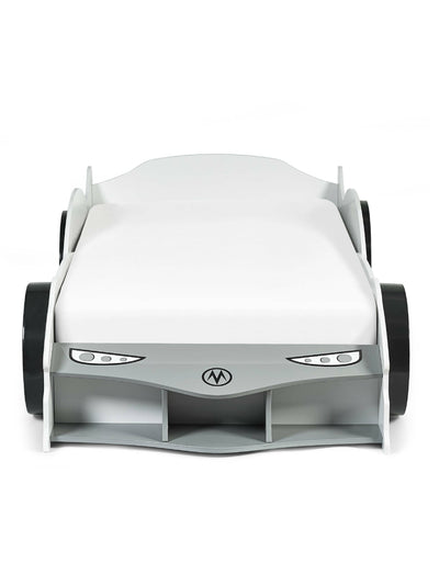 Storm White and Grey High Gloss 90cm Single Race Car Bed