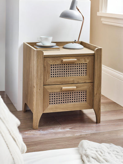 Sydney 2 Drawer Bedside - Rattan Effect