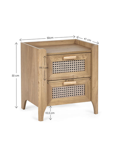 Sydney 2 Drawer Bedside - Rattan Effect