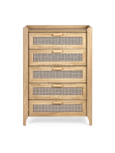 Sydney 5 Drawer Chest - Rattan Effect