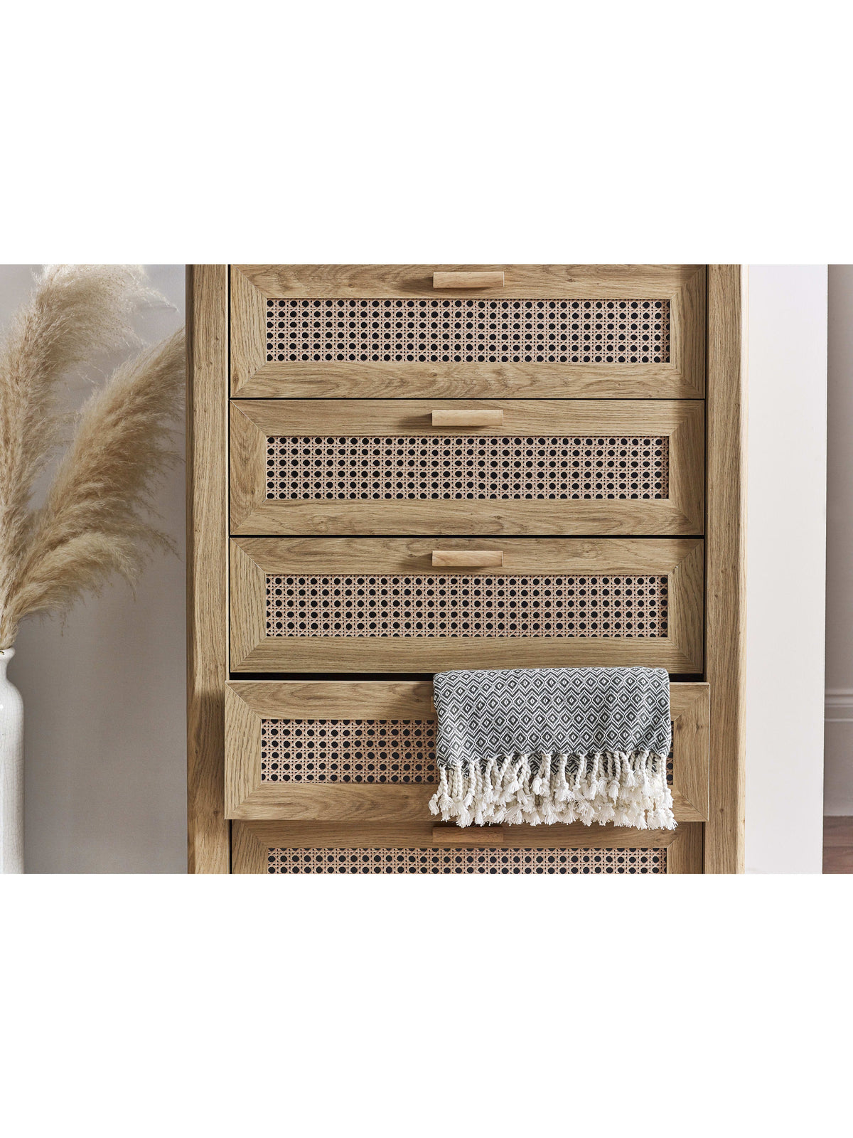 Sydney 5 Drawer Chest - Rattan Effect