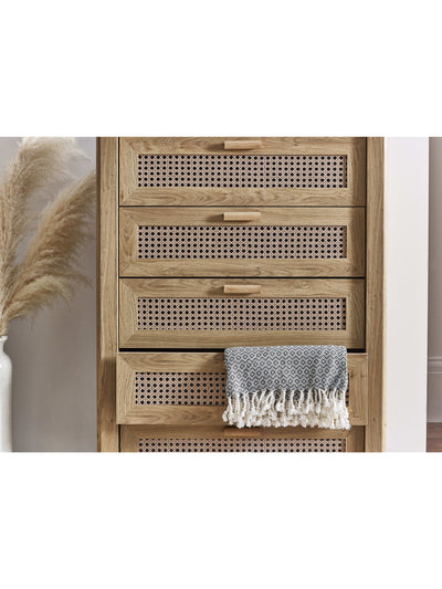 Sydney 5 Drawer Chest - Rattan Effect