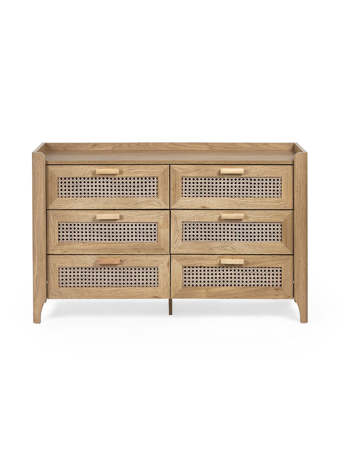 Sydney 6 Drawer Wide Chest - Rattan Effect