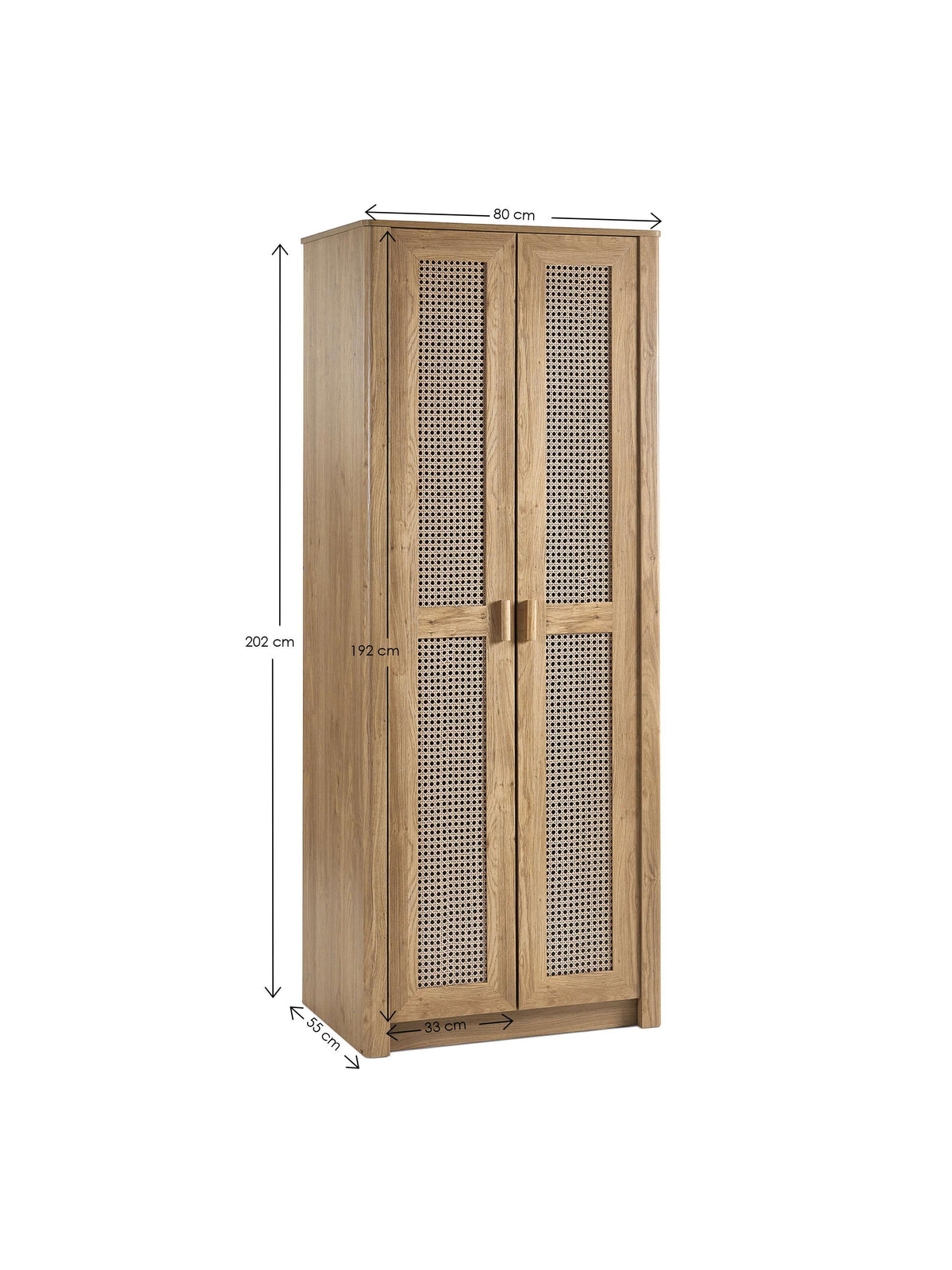Sydney 2 Door Wardrobe - Rattan Effect
