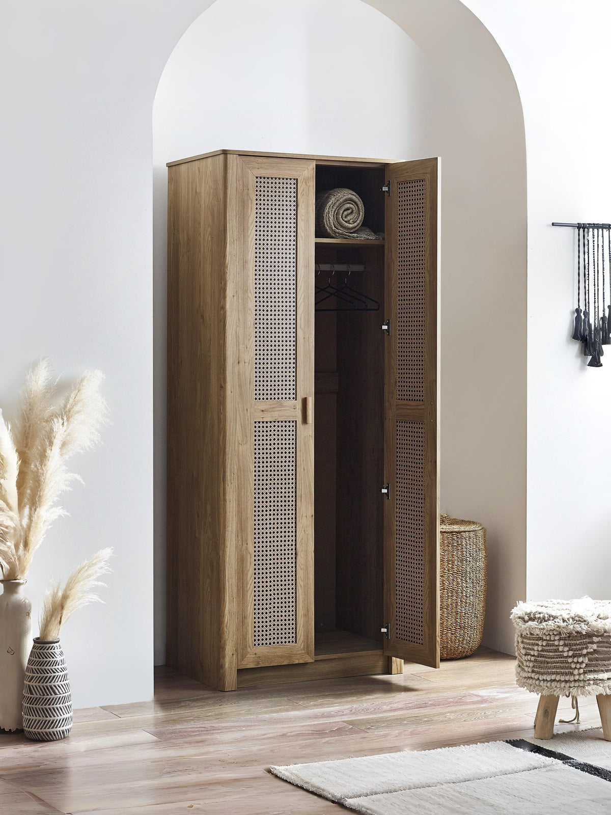 Sydney 2 Door Wardrobe - Rattan Effect