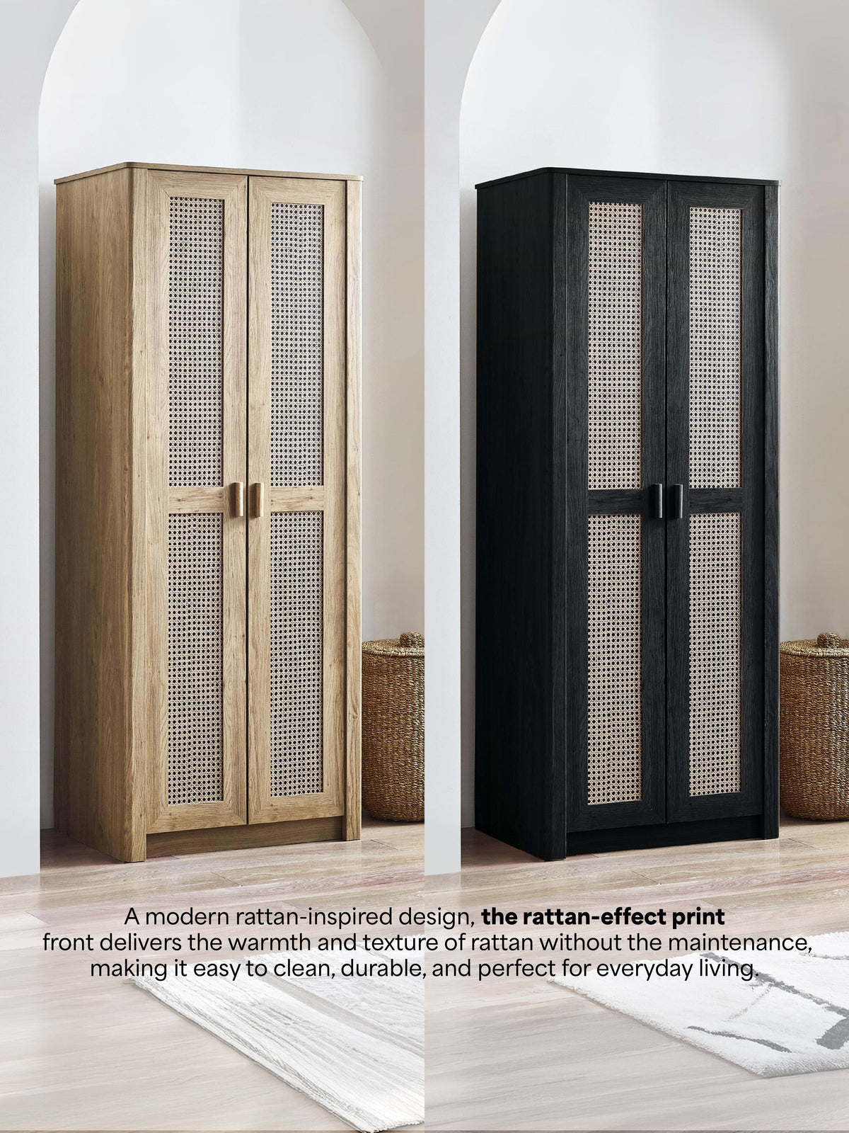 Sydney 2 Door Wardrobe - Rattan Effect