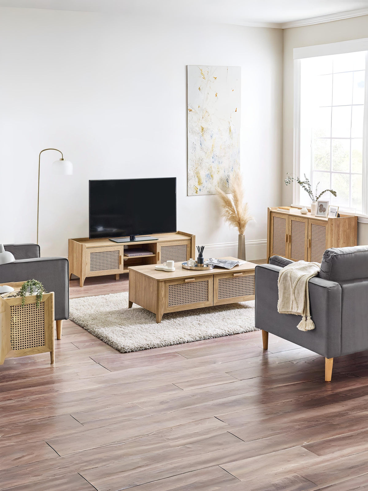 Sydney Media Unit - Rattan Effect