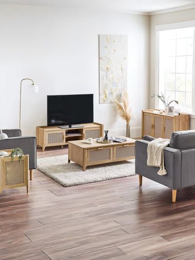 Sydney Media Unit - Rattan Effect