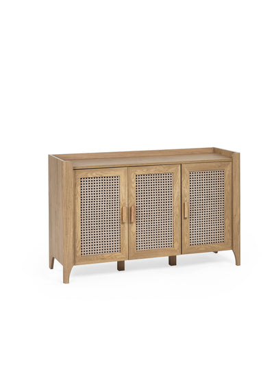 Sydney 3 Door Oak Effect Sideboard with Rattan Print