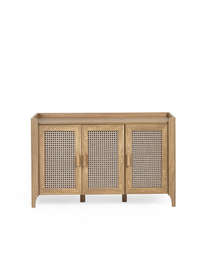 Sydney 3 Door Oak Effect Sideboard with Rattan Print