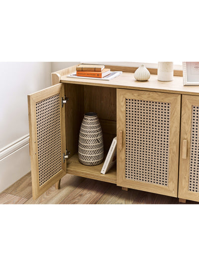 Sydney 3 Door Oak Effect Sideboard with Rattan Print