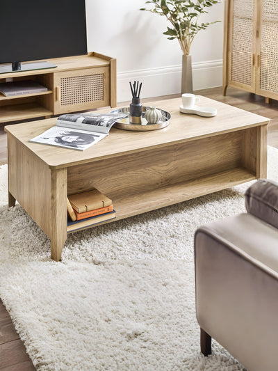 Sydney 2 Drawer Coffee Table - Rattan Effect