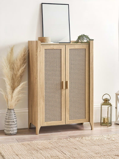 Sydney Shoe Cupboard - Rattan Effect