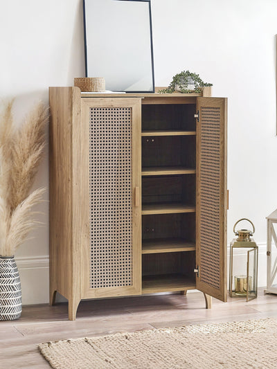 Sydney Shoe Cupboard - Rattan Effect