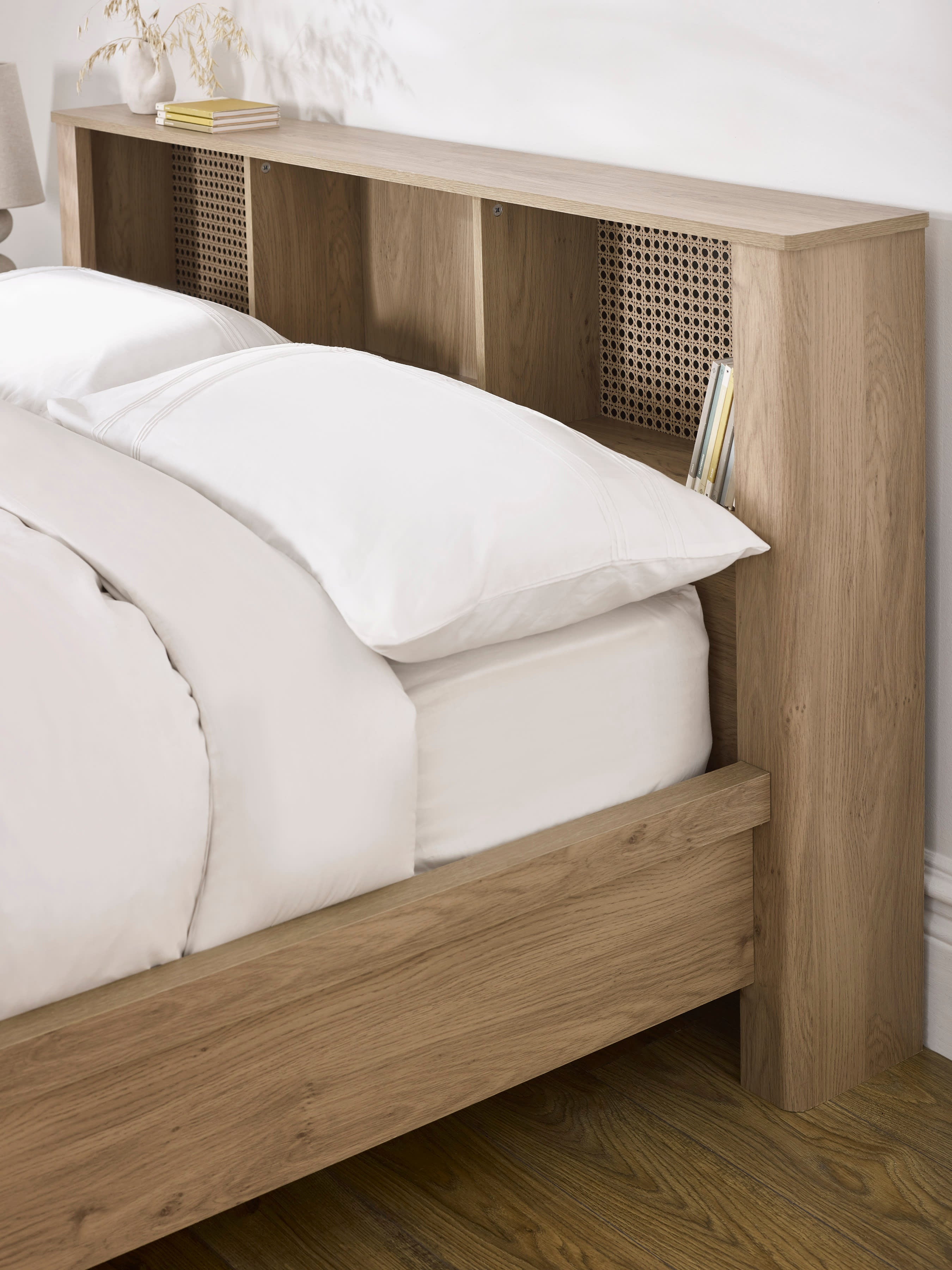 Sydney Oak Rattan Effect Bookcase Bed – Oak Effect