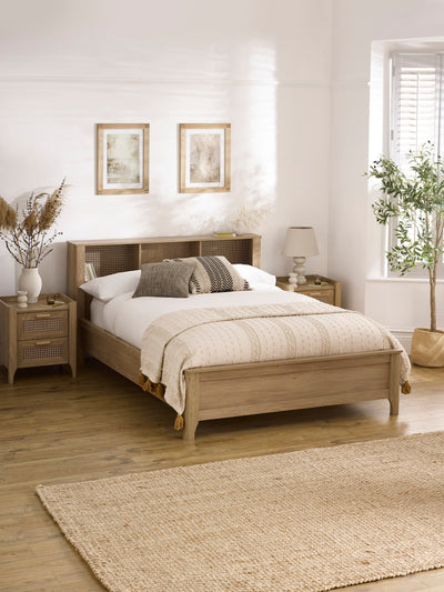 Sydney Oak Rattan Effect Bookcase Bed – Oak Effect