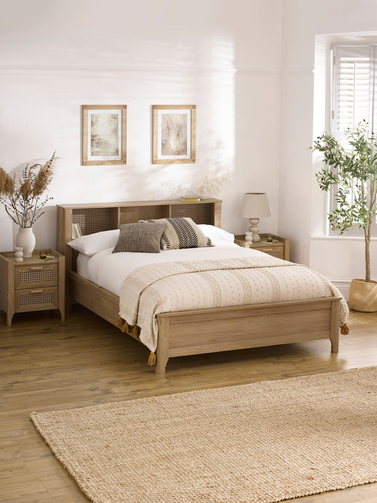 Sydney Oak Rattan Effect Bookcase Bed – Oak Effect