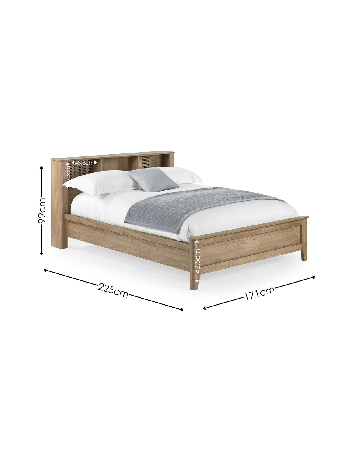Sydney Oak Rattan Effect Bookcase Bed – Oak Effect