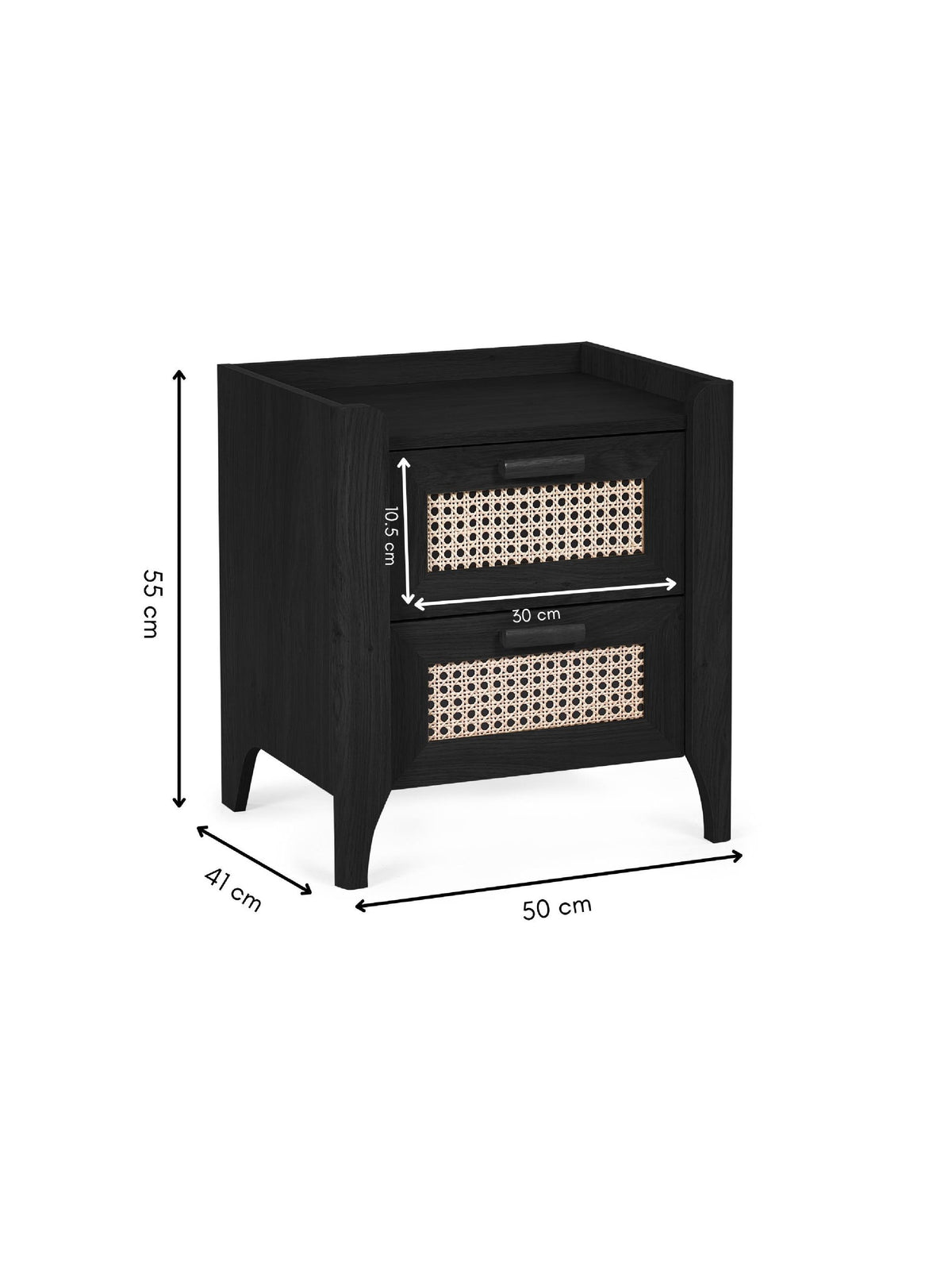 Sydney 2 Drawer Bedside - Black Ash