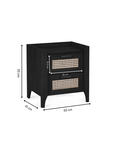 Sydney 2 Drawer Bedside - Black Ash