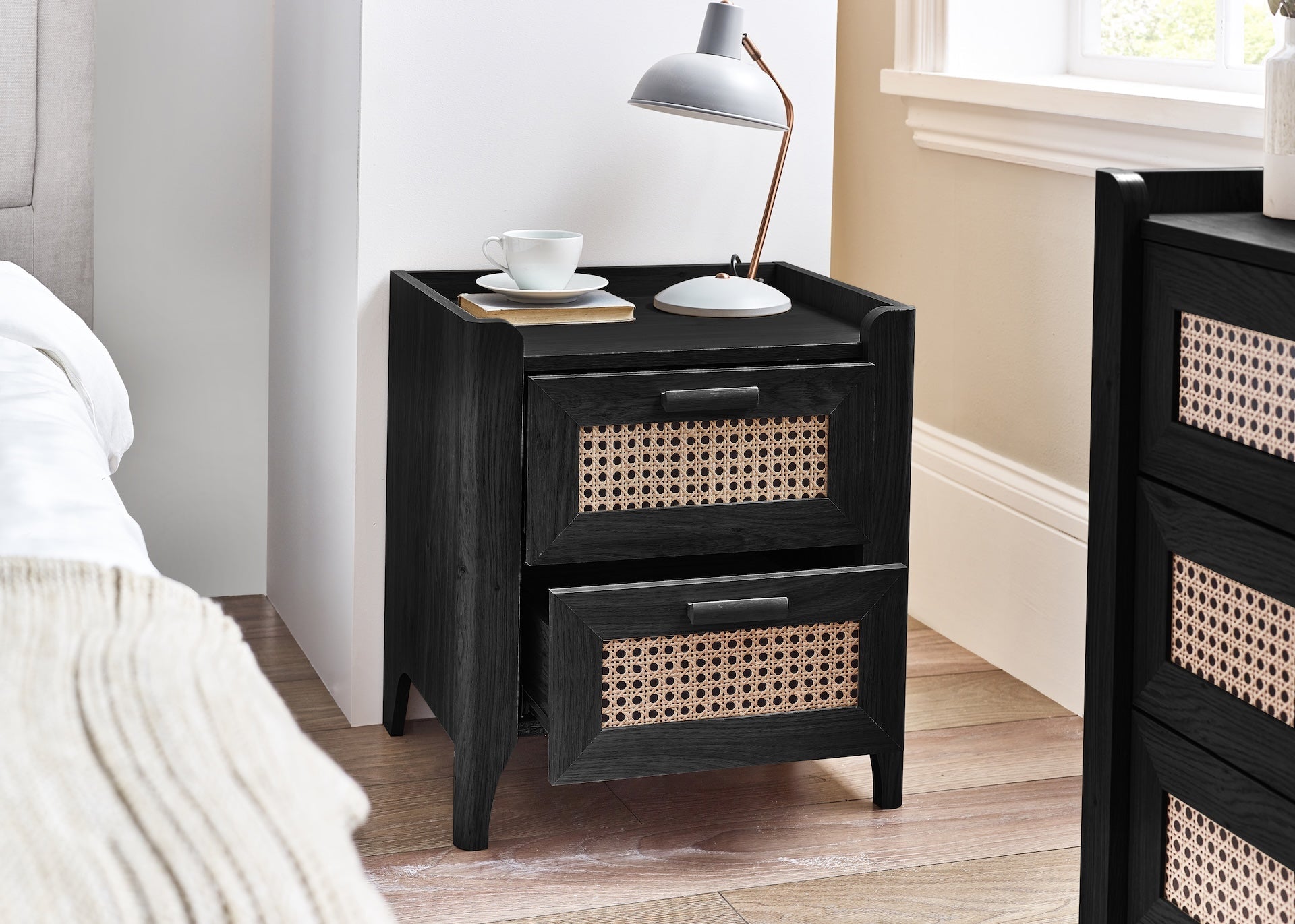 Sydney 2 Drawer Bedside - Black Ash – Julian Bowen, view 7