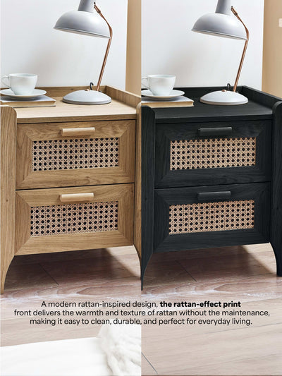 Sydney 2 Drawer Bedside - Black Ash
