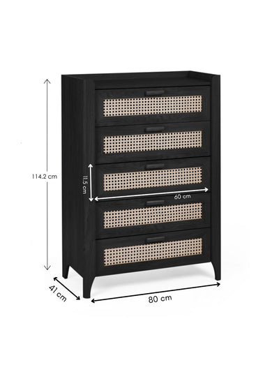 Sydney 5 Drawer Chest - Black Ash