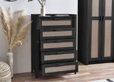 Sydney 5 Drawer Chest - Black Ash – Julian Bowen, view 2