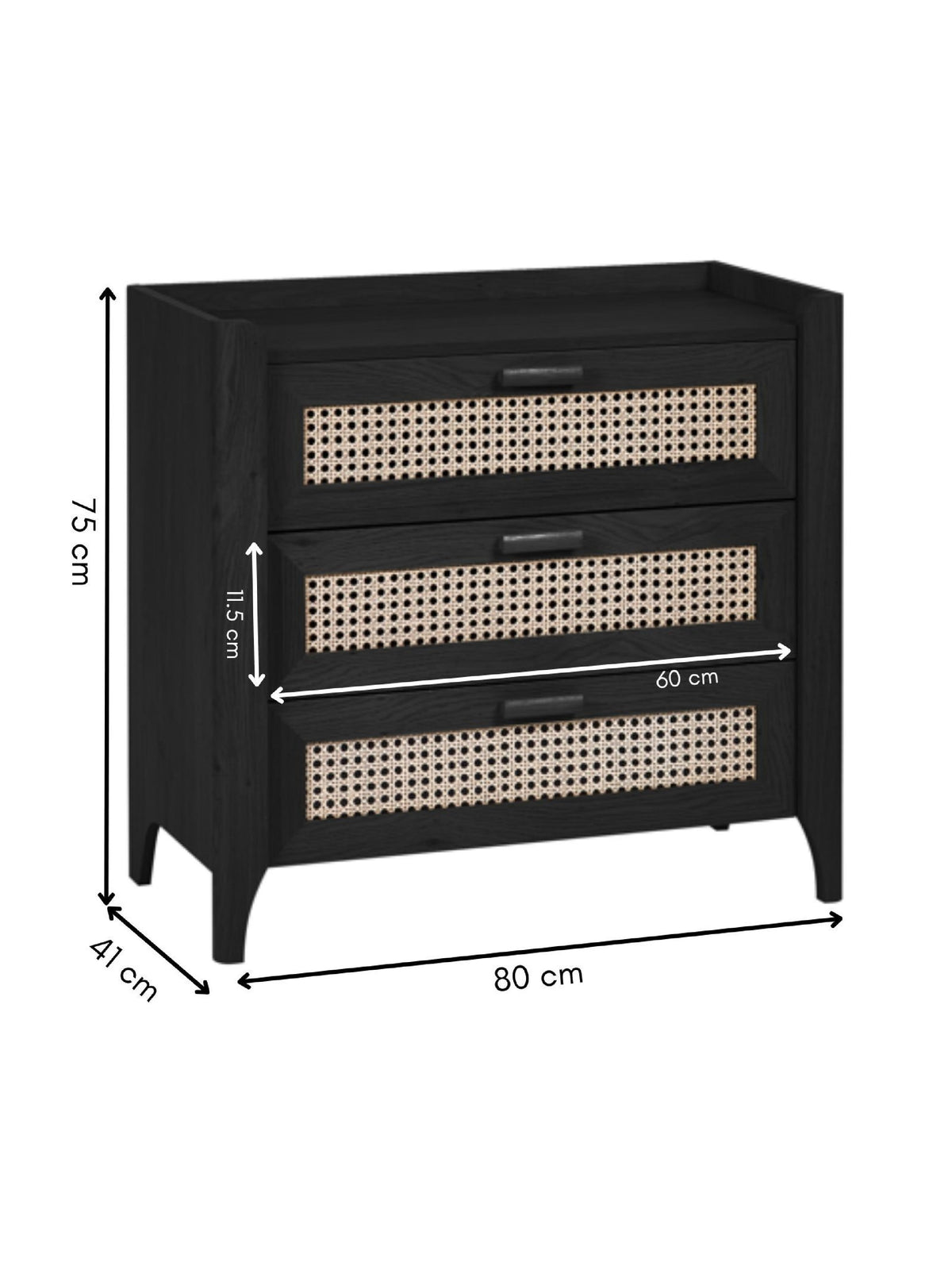 Sydney 3 Drawer Chest - Black Ash