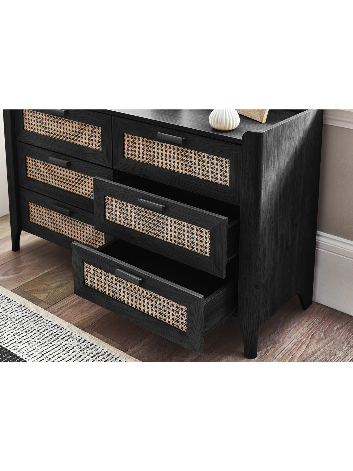 Sydney 6 Drawer Wide Chest - Black Ash